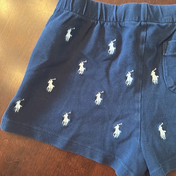 Polo Ralph Lauren Navy Blue Shorts White Embroidered Pony Drawstring Stretch - Picture 9 of 12